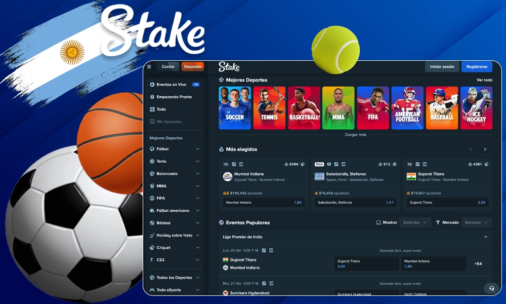 Apuestas deportivas de Stake en Argentina